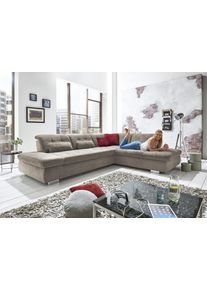 Ecksofa DIE PLANBAR "MP-IN17004 L-Form, Breite 323 cm, mit Kaltschaum-Polsterung", grau (mandel), B:323cm H:84cm T:260cm, 100% Polyester, Sofas, Ecksofa, inkl. Sitztiefenverstellung, wahlweise weitere Funktionen