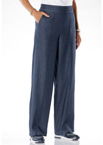 Bequeme Jeans SIEH AN "Jeans High-waist-Jeans mit weiten Hosenbeinen", Damen, Gr. 25, Kurzgr&ouml;&szlig;en, dunkelblau, Basic, weit, Jeans Bequeme Jeans