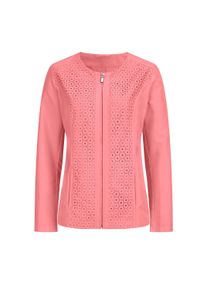 Blusenblazer SIEH AN "Blazer Blazer mit Lochmuster", Damen, Gr. 4, rosa (flamingo), Microfaser, , Basic, Rundhals, Blazer Blusenblazer