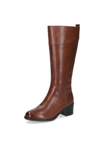 Stiefel Caprice, Damen, Gr. 37, Synthetik Textil, Normalschaft, braun (cognac), Nappaleder, Schuhe Stiefel, Blockabsatz, Langschaftstiefel mit praktischem Innenrei&szlig;verschluss