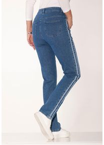 Bequeme Jeans WITT "Jeans Gerade Jeans mit seitlichen Kontraststreifen", Damen, Gr. 24, Kurzgr&ouml;&szlig;en, blau, stone, washed, Denim/Jeans, , Sportlich, gerade, Jeans Bequeme Jeans