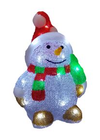 OTTO HOME LED Dekofigur "Acryl Figur GAVVEN mit warmwei&szlig;en LED's", bunt (wei&szlig;,rot gr&uuml;n,gelb), H: 28,5cm, 1 Stk., Schneemann, Leuchten, Batteriebetrieb (3xAA) mit 6/18 Std. Timer, Zuleitung 50 cm, LED Dekofigur