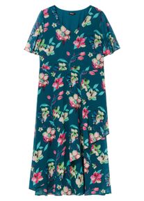 Maxikleid sheego "Abendkleid Chiffonkleid mit Blumenprint", Damen, Gr. 46, Normalgr&ouml;&szlig;en, bunt (dunkelpetrol, gemustert), Elegant, V-Ausschnitt, Kleider Maxikleid, mit Blumenprint, blickdicht gef&uuml;ttert