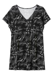 Leggings sheego "Shirt + Leggings Shirt und Leggings im Set", Damen, Gr. 44, N-Gr, schwarz-wei&szlig; (schwarz, wei&szlig;), Jersey, , Modisch, Hosen Leggings, mit 3/4-Leggings