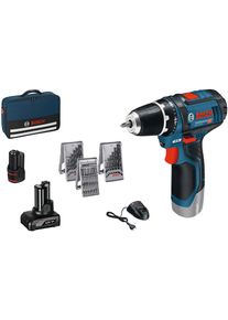 Akku-Bohrschrauber Bosch Professional "GSR 12V-15", blau, B:70mm H:178mm L:169mm, Bohrmaschinen, Akku-Bohrschrauber, inkl. 2 Akkus, Ladeger&auml;t und Tasche