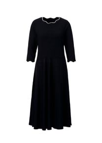 Strickkleid SIEH AN "Strickkleid Strickkleid mit gewellten Abschl&uuml;ssen", Damen, Gr. 42, N-Gr, schwarz, Elegant, Rundhals, Kleider Strickkleid