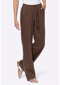 Schlupfhose Heine "Leinenhose Leinenhose mit weitem Bein", Damen, Gr. 48, Normalgr&ouml;&szlig;en, braun (schoko), Modisch, comfort fit, Hosen Schlupfhose