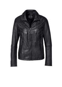 Lederjacke Mainpol "Leder-Jacke Lederjacke aus Lammnappa", Damen, Gr. 5, schwarz (anthrazit), Modisch, tailliert, Jacken Lederjacke