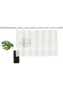 Scheibengardine OTTO HOME "EBY mit Satinband, 1 St&uuml;ck, Schlaufen" Gr. 6, wei&szlig;, B:145cm H:60cm, Voile, Polyester, Gardinen, Scheibengardine, Fertiggardine, mit einseitig aufgen&auml;htem Satinband, Querstreifen, Topseller