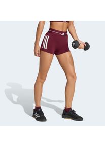 Shorts adidas Performance "HYPERGLAM 3-STREIFEN KURZE LEGGINGS", Damen, Gr. S, N-Gr, rot (maroon, normal, gr.), Obermaterial: 85% Polyester, 15% Elasthan, Hosen Shorts, f&uuml;r sportliche Fitness-Eins&auml;tze, mit climacool, aus Polyester