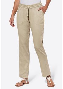 Schlupfjeans SIEH AN "Jeans Schlupfjeans mit gesmoktem Bund", Damen, Gr. 21, Kurzgr&ouml;&szlig;en, beige (sand), Denim/Jeans, , Basic, weit, Jeans Schlupfjeans