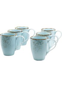 Becher Creatable "Kaffeebecher NATURE COLLECTION", blau (hellblau), 6 Stk., Steinzeug, Trinkgef&auml;&szlig;e, Becher, Tassen Set, 6-teilig