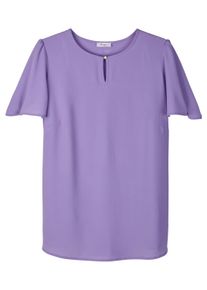 Longbluse sheego "Tunika Tunika mit schmeichelnden Fl&uuml;gel&auml;rmeln", Damen, Gr. 50, lila (lavendel), Web, Stoff, , Elegant, Rundhals, Blusen Longbluse