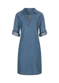 Hemdblusenkleid WITT "Jeans-Kleid Jeanskleid in Schlupfform", Damen, Gr. 44, Normalgr&ouml;&szlig;en, blau (blau, bleached), Sportlich, V-Ausschnitt, Kleider Hemdblusenkleid