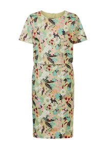 Jerseykleid WITT "Druck-Kleid Druckkleid in 2-in-1-Optik", Damen, Gr. 46, Normalgr&ouml;&szlig;en, bunt (lindgr&uuml;n, altrosa, bedruckt), Elegant, Rundhals, Kleider Jerseykleid