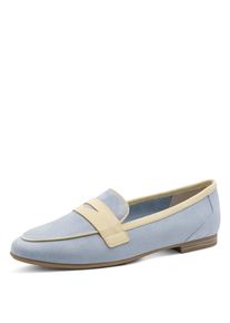 Slipper Marco Tozzi, Damen, Gr. 38, Textil, hellblau kombiniert, Veloursleder, unifarben mit Farbeinsatz, Schuhe Slipper