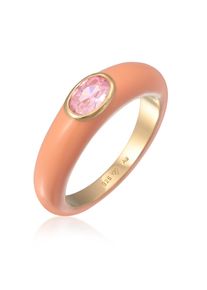 Silberring Elli "Ring Zirkonia Oval Solit&auml;r Emaille 925 Silber" Gr. 56, rosa, Fingerringe, Damen, 56, Silber 925 (Sterlingsilber), Silberring