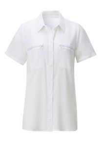 Klassische Bluse WITT "Longbluse Longbluse mit langen Seitenschlitzen", Damen, Gr. 50, wei&szlig;, Web, Stoff, , Modisch, Blusen Klassische Bluse