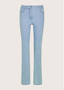 Madeleine Mode Regular-fit-Jeans MADELEINE "Denimhose Schmale Jeans im Five-Pocket-Style", Damen, Gr. 38, N + K Gr, beige (bleached), Obermaterial: 95% Baumwolle CO. 5% Elasthan EL., Modern, Jeans Regular-fit-Jeans, Mit "M"-Stickerei auf der Ges&auml;&szlig;tasche