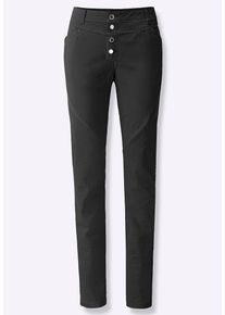 Bequeme Jeans WITT "Jeans Jeans mit Knopfleiste statt Rei&szlig;verschluss", Damen, Gr. 50, N-Gr, schwarz, Denim/Jeans;Twill, , Modisch, gerade, Jeans Bequeme Jeans