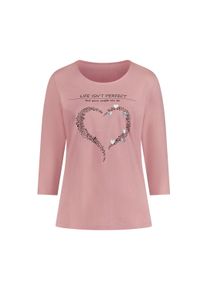 T-Shirt SIEH AN "3/4-Arm-Shirt 3/4-Arm-Shirt mit Herz-Motiv", Damen, Gr. 52, rosa (hortensie, schwarz), Modisch, Rundhals, Shirts T-Shirt