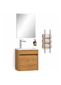 Waschtisch Vcm "3tlg G&auml;ste WC Waschplatz Waschtisch Hagolo Spiegel", honig, eiche, B:46cm T:26cm, Waschtische, Waschtisch