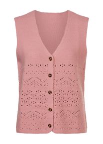 Strickweste SIEH AN "Strickweste Strickweste im Ajour-Muster", Damen, Gr. 40, rosa (rosenquarz), Modisch, V-Ausschnitt, Westen Strickweste