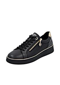 Plateausneaker Remonte "Elisabeth Hurley-Collection", Damen, Gr. 41, Textil, gold (schwarz, goldfarben), Leder, Lederimitat, kontrastfarbene Details, Schuhe Plateausneaker, Schn&uuml;rschuh, Halbschuh, Freizeitschuh mit Lite&acute;n Soft Ausstattung
