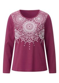 T-Shirt SIEH AN "Langarm-Shirt Langarmshirt", Damen, Gr. 56, lila (malve, ecru, bedruckt), Basic, Rundhals, Shirts T-Shirt