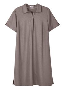 Sommerkleid sheego "Leinenkleid A-Linien-Kleid im Leinen-Mix", Damen, Gr. 56, N-Gr, braun (dunkeltaupe), Modisch, V-Ausschnitt, Kleider Sommerkleid