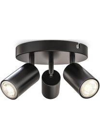 B.K.LICHT Deckenspots, schwarz, 3, H: 9cm, 1 Stk., Leuchten, 3-flammige Spotlampe, rund, schwenkbar, drehbar, GU10, schwarz, Deckenspots