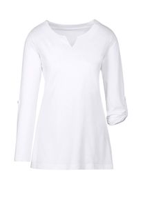 T-Shirt SIEH AN "Longshirt Longshirt mit &Auml;rmeln zum Krempeln", Damen, Gr. 4, wei&szlig;, Basic, Rundhals, Shirts T-Shirt