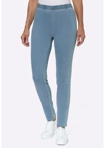 Bequeme Jeans SIEH AN "Jeans Schlupfjeans schmal geschnitten", Damen, Gr. 24, Kurzgr&ouml;&szlig;en, blau (blau, bleached), Basic, Jeans Bequeme Jeans
