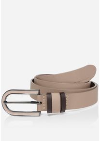 Lederg&uuml;rtel Tom Tailor "TTSHINEAD", Damen, Gr. 75, grau (taupe), Rindsleder, unifarben, G&uuml;rtel Lederg&uuml;rtel, 2,5 cm breiter Dameng&uuml;rtel, Must-Have f&uuml;r Fr&uuml;hling und Sommer