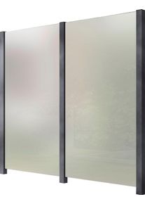 Zaun STAKET PRO, grau, Pfosten: 3 Stk., Aluminium, Glas, Zaunelemente, Zaun, Glaszaun, Gesamtl&auml;nge: 2,212 m, 3 Pfosten