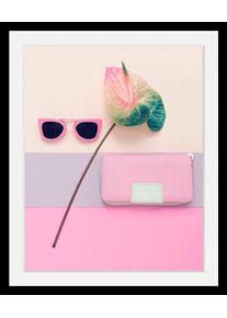 Bild queence "Sonnenbrille Pink", schwarz (farbe rahmen: schwarz, farbe bild(er): schwarz), B:30cm H:40cm T:3cm, Acrylglas, Holz, Papier, Bilder, Bild, HD Premium Poster-Druck inkl. Holzrahmen