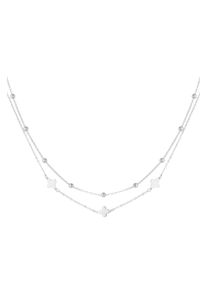 Adelia&acute;s Gliederkette ADELIA&acute;S "Layering-Halskette mit Kleeblattmotiv und Kugeldetails 41 cm + 5 cm" Gr. 41, silber (silberfarben), Halsketten, Damen, 41cm, Edelstahl, Gliederkette, Das zweireihige Design mit Kleeblatt- und Kugeldetails pr&auml;gt diesen trendigen Modeschmuck