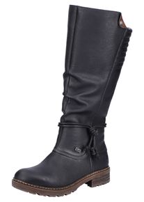 Winterstiefel Rieker, Damen, Gr. 41, Warmfutter, Normalschaft, schwarz, Lederimitat, Schuhe Winterstiefel, Langschaftstiefel, Blockabsatz, mit Rieker-TEX-Membran