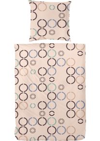 Bettw&auml;sche Primera "Kreis", beige (beige, braun), B/L: 135cm x 200cm, 1 Stk., 1 Stk., Mako-Satin, B/L: 80cm x 80cm, 2, Mako-Satin, Obermaterial: 100% Baumwolle, Bettw&auml;sche, Bettw&auml;sche, 100 % Baumwolle Standard 100 nach &Ouml;ko-Tex