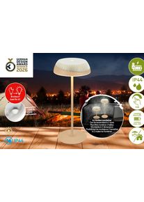 Briloner Leuchten LED Tischleuchte "ALUSTA", beige, 1, &Oslash; 14cm H: 32cm, 1 Stk., Leuchten, 14x32 cm, Akku tauschbar, Indoor/Outdoor, Wohnzimmer, Flur, Balkon, LED Tischleuchte