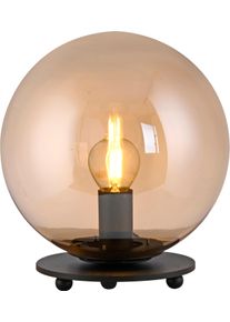 JUST LIGHT Tischleuchte "SHINY", beige (amber), 1, &Oslash; 20cm H: 22,3cm, 1 Stk., Leuchten, Exklusive Leuchtmittel, Schnurschalter, Rauchglas verspiegelt, Tischleuchte