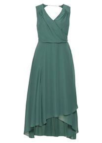 Maxikleid sheego "Abendkleid Abendkleid in Wickeloptik, aus Chiffon", Damen, Gr. 52, Normalgr&ouml;&szlig;en, gr&uuml;n (opalgr&uuml;n), Elegant, V-Ausschnitt, Kleider Maxikleid, in Wickeloptik