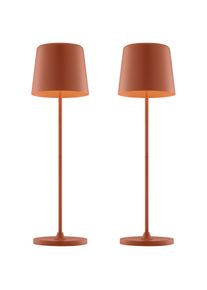 Brilliant LED Tischleuchte "Kaami - mobile LED Au&szlig;en Akku Tischlampe 2er-Set", orange (terracotta), &Oslash; 10cm H: 37cm, 2 Stk., Leuchten, 310 lm, Touchdimmer, USB, Akku, Outdoor, Indoor, Akkuleuchte 37cm hoch, LED Tischleuchte
