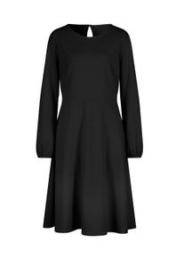 Jerseykleid SIEH AN "Kleid Jerseykleid mit elastischen B&uuml;ndchen", Damen, Gr. 52, N-Gr, schwarz, Elegant, Rundhals, Kleider Jerseykleid