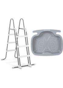 Pool-Sicherheitsleiter Intex "&raquo;28075&laquo; 91-107 cm + inkl. Intex Pool Fu&szlig;bad", silber (silberfarben), B:1,17cm H:1,51cm, Kunststoff, Stahl, Leitern, Pool-Sicherheitsleiter, inkl. Intex Pool Fu&szlig;bad