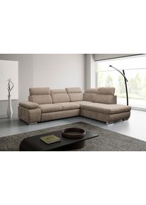 Ecksofa WERK2 "Alicante inkl. Kopfteilverstellung, Bett & Bettkasten, viel Platz", beige (natur), B:280cm H:86cm T:230cm, Sofas, Ecksofa, Chenille, L-Form, XXL, Schlaffunktion, Bettkasten