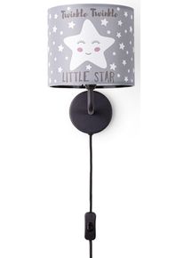 Paco Home Wandleuchte "Aleyna 105", schwarz (grau), 1, &Oslash; 18cm H: 26,5cm, Leuchten, Kinderlampe Babyzimmer Kinderzimmer &Oslash; 18cm Mond Kabel 3m E14, Wandleuchte