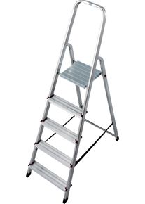 Trittleiter Krause "CORDA", silber (silberfarben), B:46cm H:162cm, Aluminium, Leitern, Trittleiter