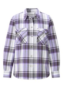 Blusenblazer WITT "Flanell-Bluse Flanellbluse im Karomuster", Damen, Gr. 5, lila (lavendel, anthrazit, kariert), Sportlich, Blazer Blusenblazer