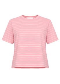 T-Shirt SASSYCLASSY "T-Shirt mit schmalen Streifen", Damen, Gr. M-38, rosa, Weitere Stoffart, Obermaterial: 95% Baumwolle CO. 5% Elasthan EL., H&uuml;ftlang, Shirts T-Shirt, Zeitloses Shirt mit Rundhalsausschnitt und gerader Passform